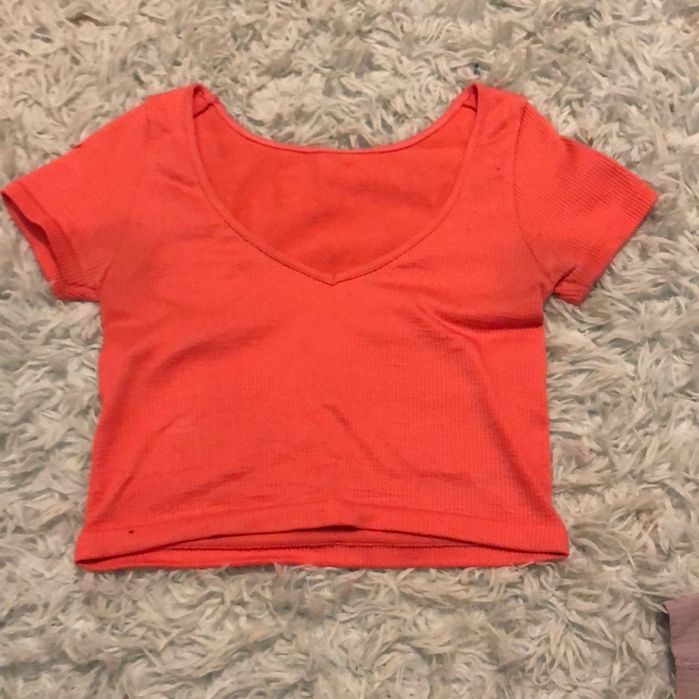 coral/ pink orange crop top